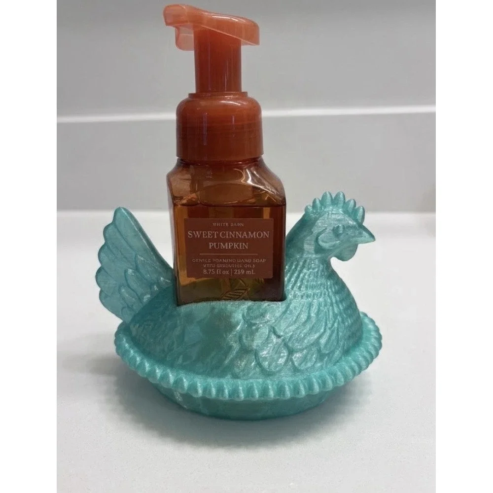 Hen on the Nest Soap Holder  Farmhouse Kitchen Decor Teal Bath & Body Works